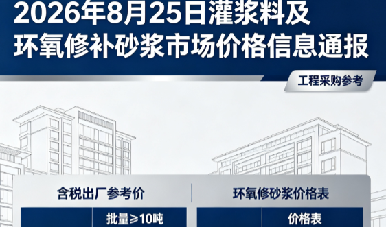 北流2026年8月25日灌浆料及环氧修补砂浆市场价格信息通报